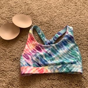 Athleta Ultimate Colorful Sport Bra Love Proudly XS